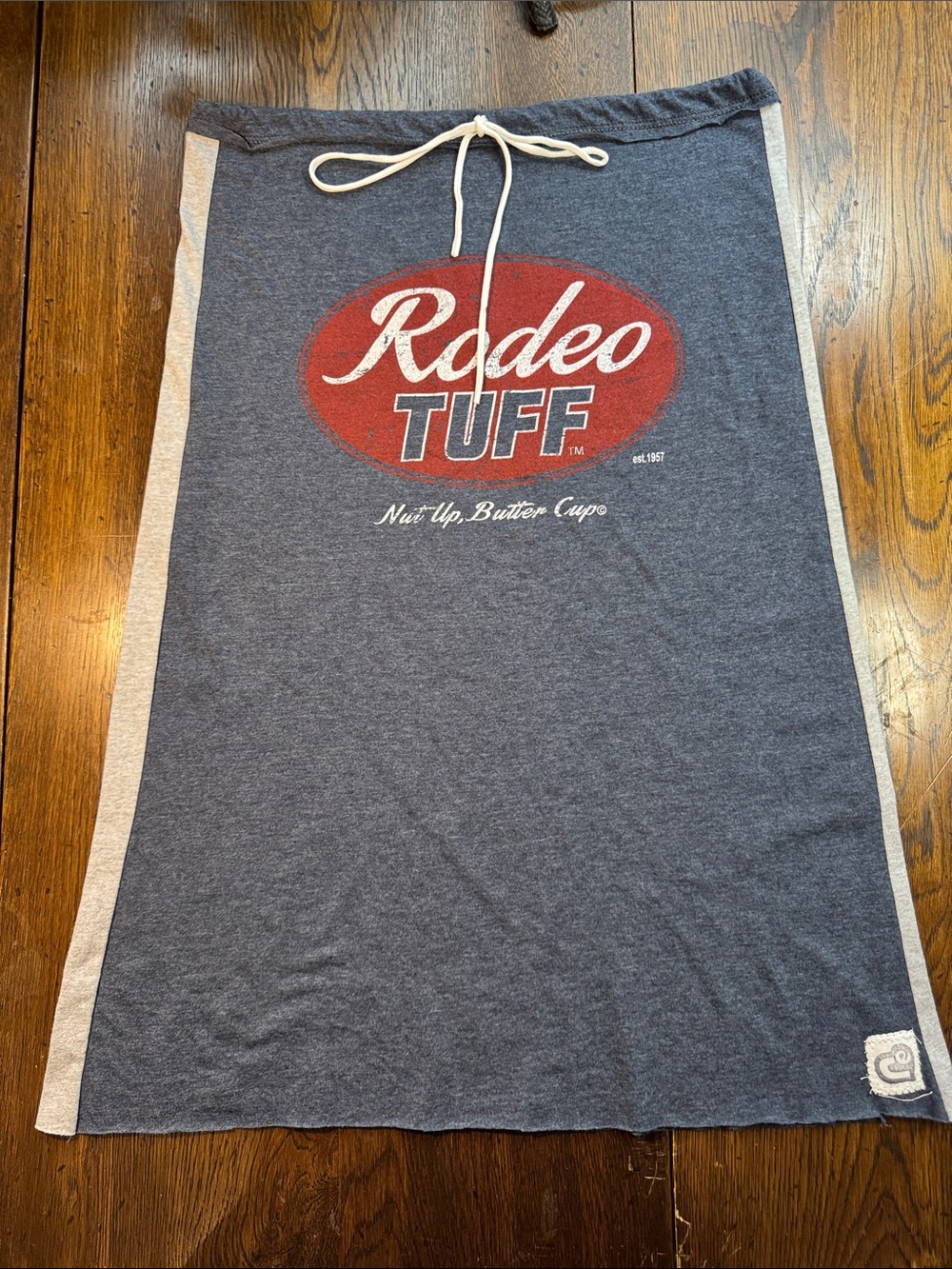 Relove Rodeo Tuff Graphic Drawstring Skirt in Navy & Red
